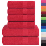 VidaXL ensemble de serviettes 6 pièces 360 g m² 100% coton rouge