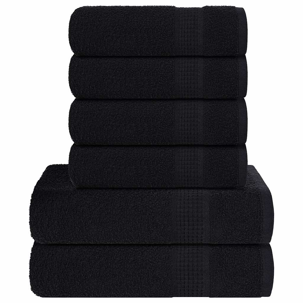 VidaXL ensemble de serviettes 6 pièces 360 g m² 100% coton noir