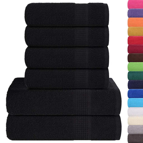 VidaXL ensemble de serviettes 6 pièces 360 g m² 100% coton noir