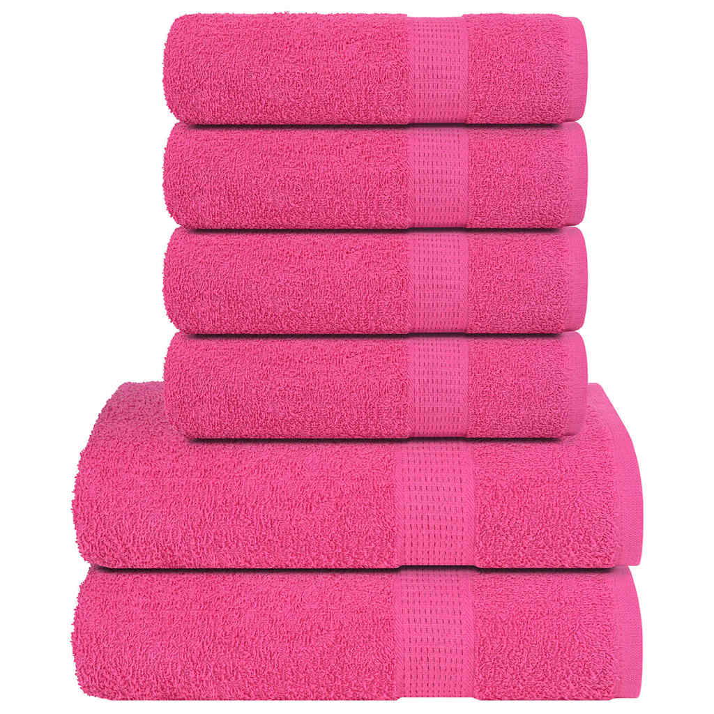 VidaXL ensemble de serviettes 6 pièces 360 g m² 100% coton rose