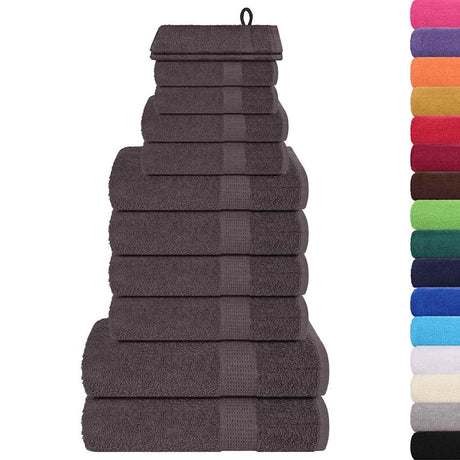 VidaXL ensemble de serviettes 12 pièces 360 g m² 100% coton anthracite