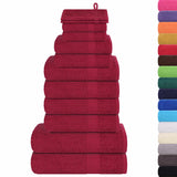 VidaXL ensemble de serviettes 12 pièces 360 g m² 100% coton bordeaux