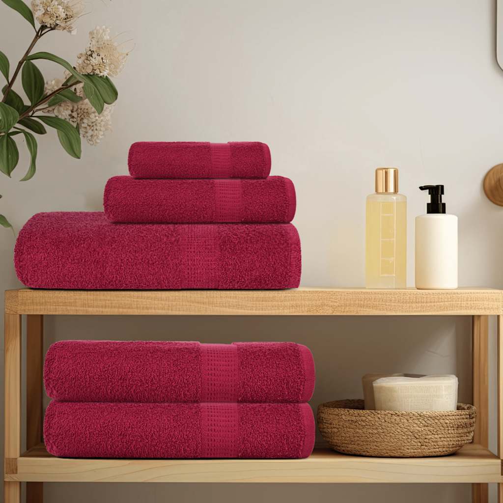VidaXL ensemble de serviettes 12 pièces 360 g m² 100% coton bordeaux