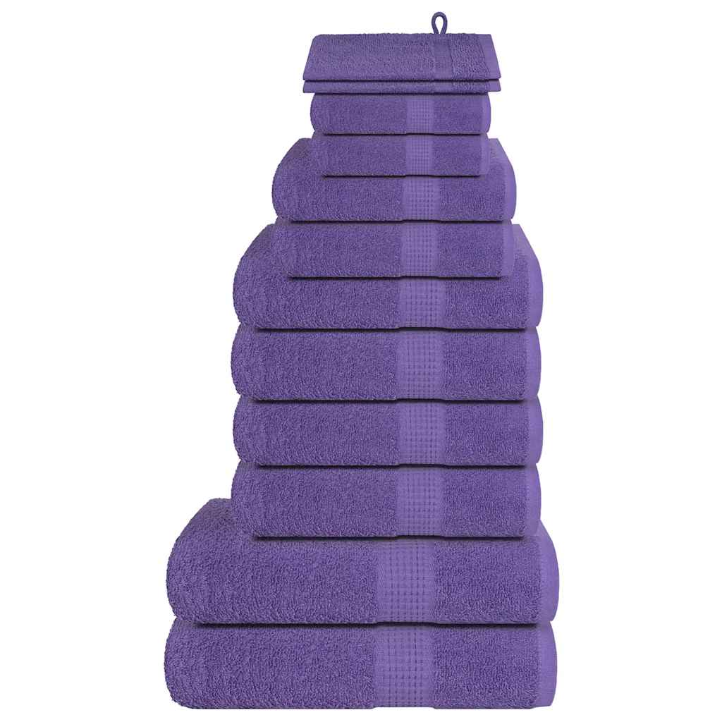 Vidaxl Set di asciugamani a 12 pezzi 360 g m² 100% di cotone viola