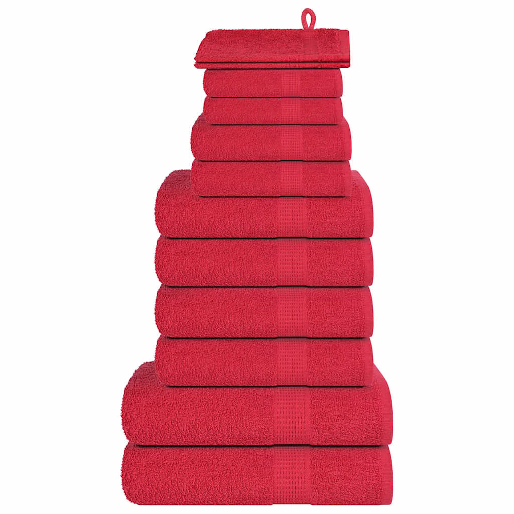 VidaXL ensemble de serviettes 12 pièces 360 g m² 100% coton rouge
