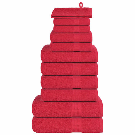 VidaXL ensemble de serviettes 12 pièces 360 g m² 100% coton rouge