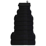 VidaXL ensemble de serviettes 12 pièces 360 g m² 100% coton noir