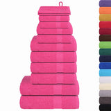 VidaXL ensemble de serviettes 12 pièces 360 g m² 100% coton rose