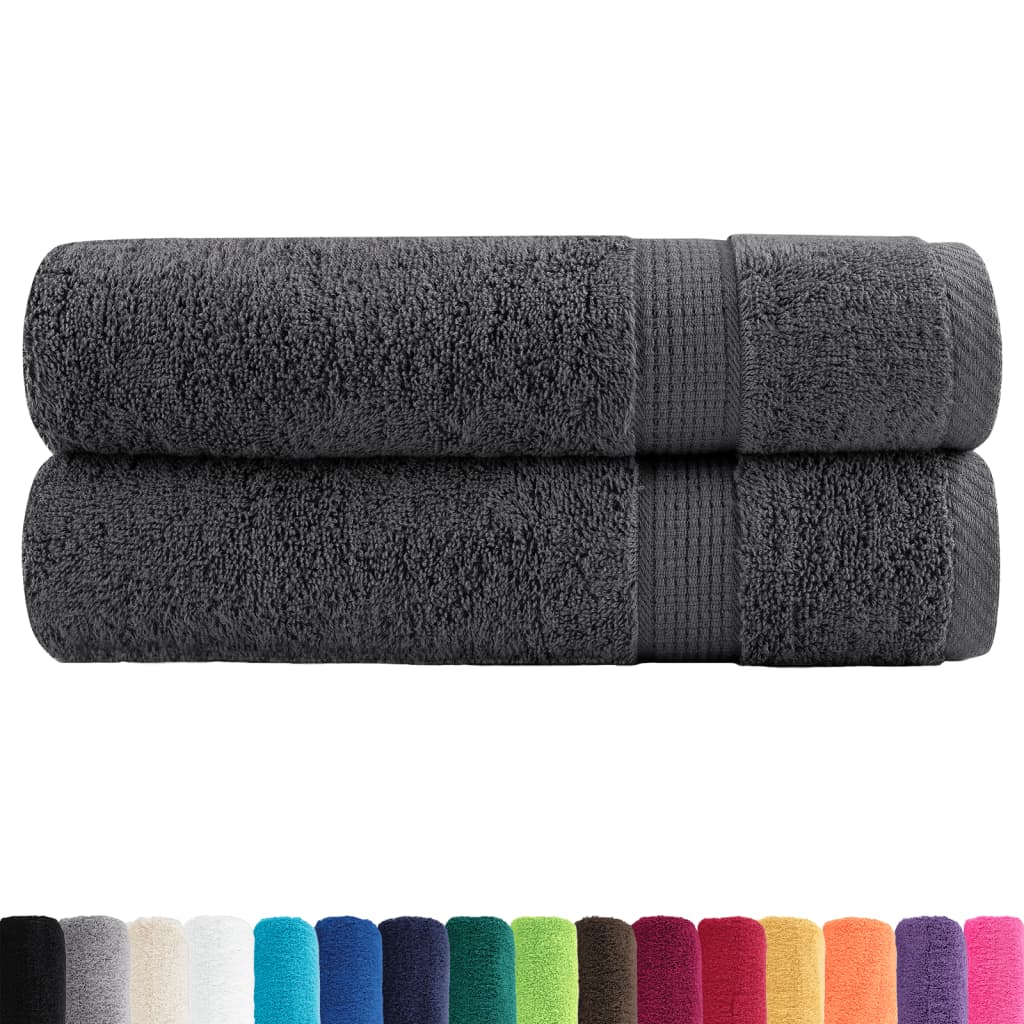 Serviettes de bain Vidaxl Solund 2 pcs 600 g m² 100x150 cm anthracite