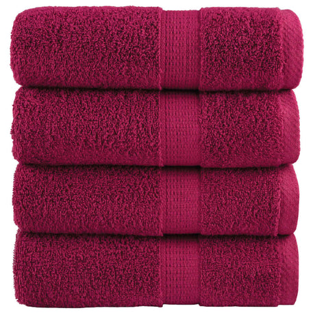 VidaXL Serviettes d'invité SOLUND 4 pcs 600 g m² 30x30 cm bordeaux
