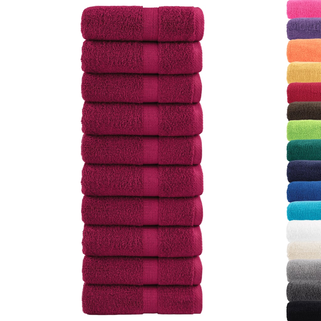 Vidaxx débarbouillettes premium solund 10 pièces bordeaux 30x30 cm 600 g m²