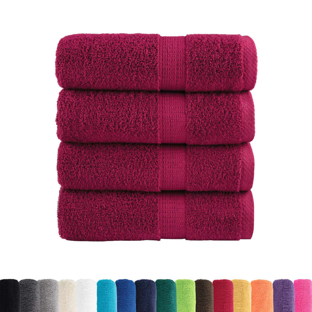 VidaXL serviettes invité solund 4 pcs 600 g m² 30x50 cm rouge bordeaux