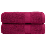 Serviettes de bain Vidaxl Solund 2 pcs 600 g m² 70x140 cm Bordeaux rouge