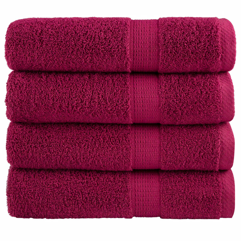 Serviettes de bain vidaxl solund 4 pcs 600 g m² 70x140 cm bordeaux rouge