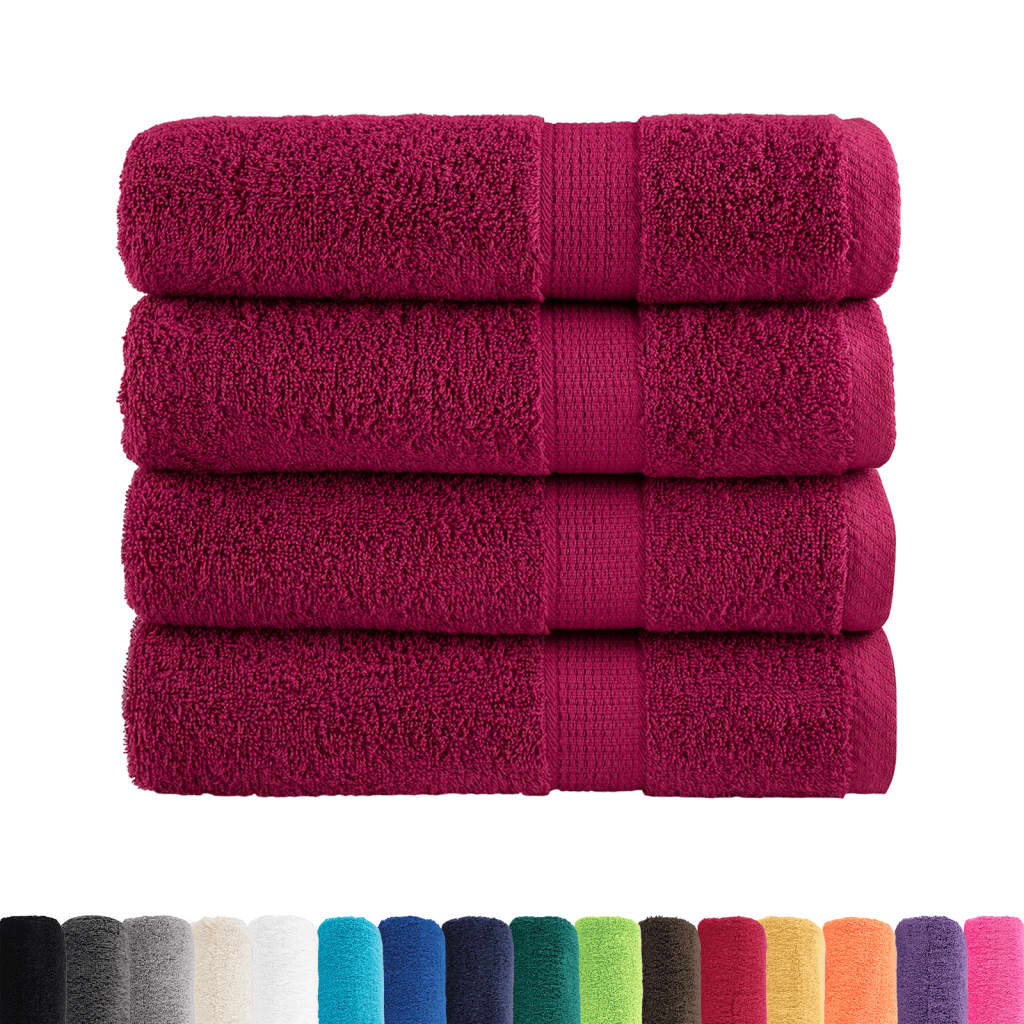 Vidaxl Bath Towels Solund 4 PCS 600 G m² 70x140 cm Bordeaux Rød