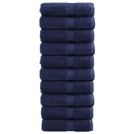 VidaXL Serviettes d'invité SOLUND 10 pcs 600 g m² 30x50 cm bleu marine