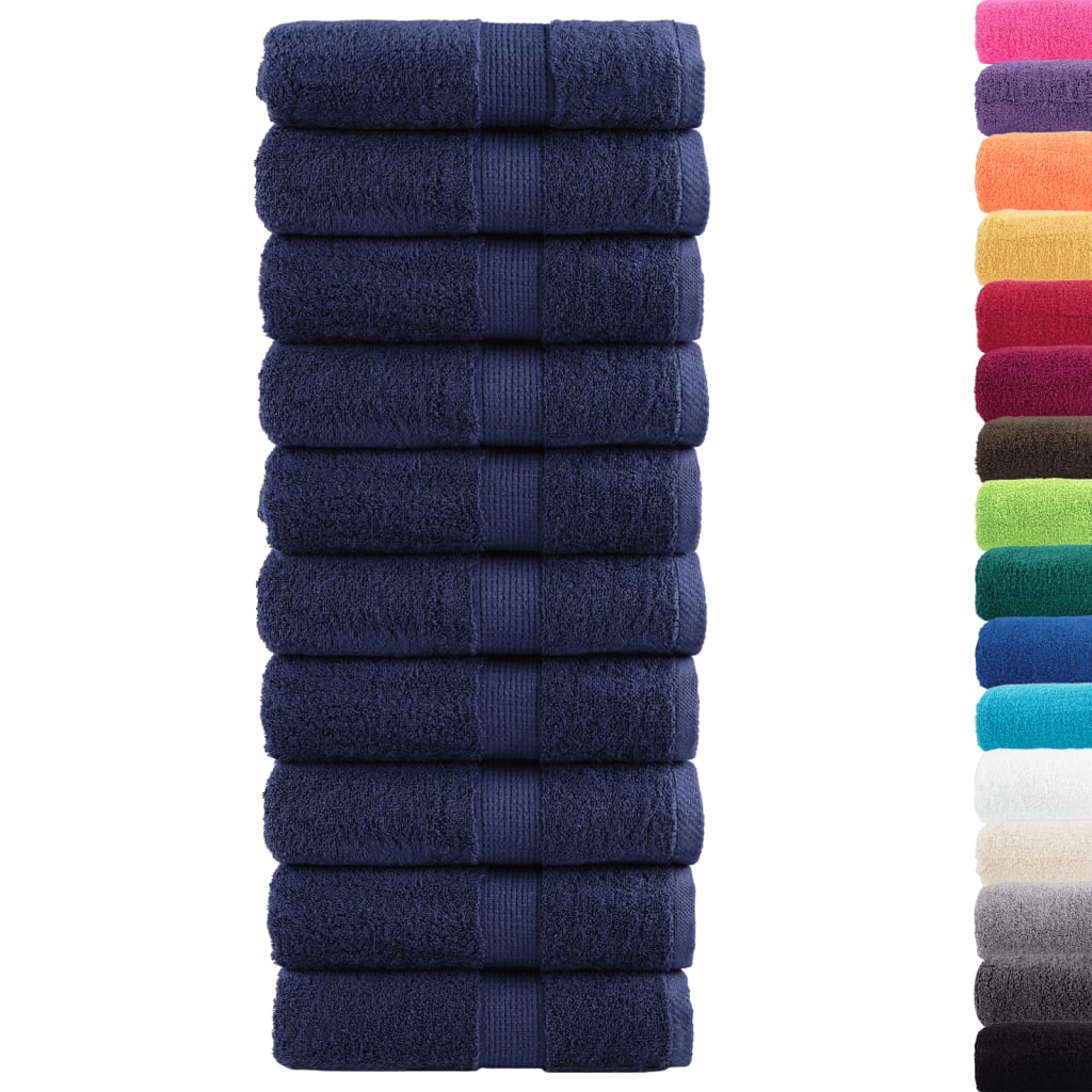 VidaXL Serviettes d'invité SOLUND 10 pcs 600 g m² 30x50 cm bleu marine
