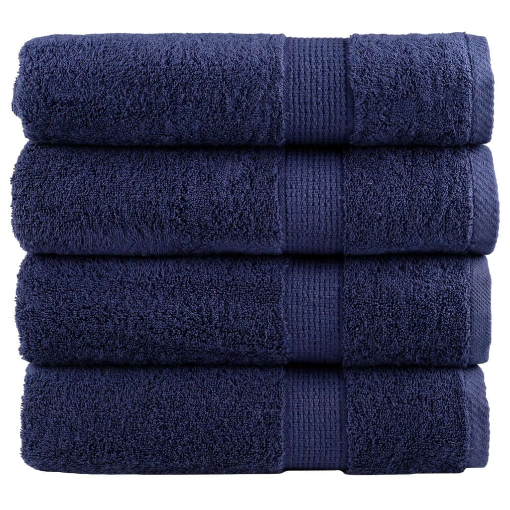 VidaXL Serviettes SOLUND 4 pcs 600 g m² 50x100 cm bleu marine