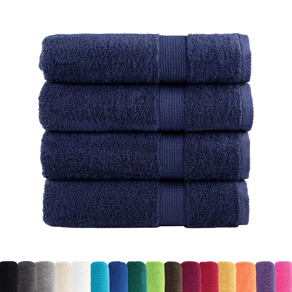 VidaXL Serviettes SOLUND 4 pcs 600 g m² 50x100 cm bleu marine