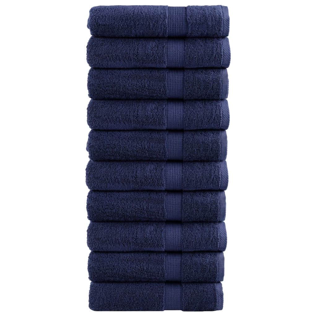 VidaXL Towels Solund 10 pcs 600 g m² 50x100 cm Marine blue