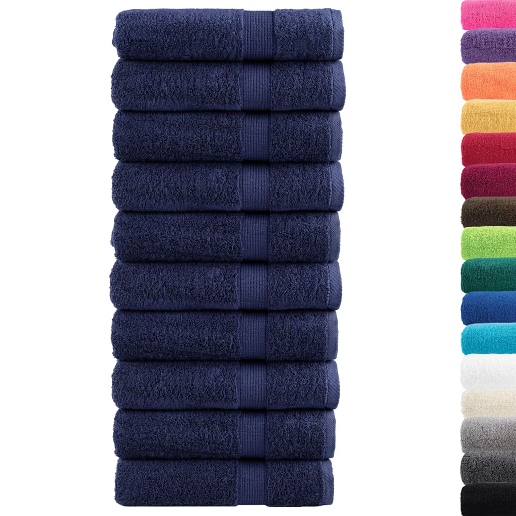 Vidaxl Bad Towel Folitie 10 st 600 g m² Wéi 70440 cm Marine blo