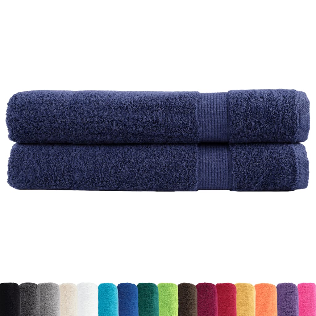 VidaXL serviettes de sauna solund 2 pcs 600 g m² 80x200 cm bleu marine