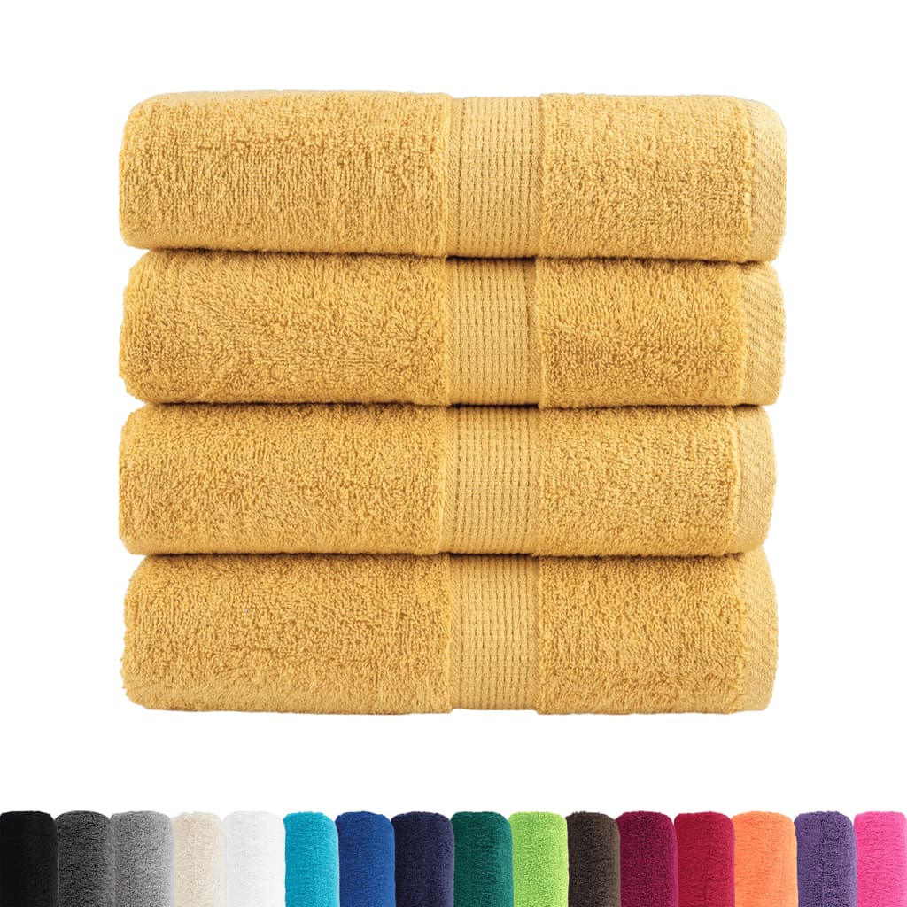 VidaXL Serviettes d'invité SOLUND 4 pcs 600 g m² 30x50 cm doré