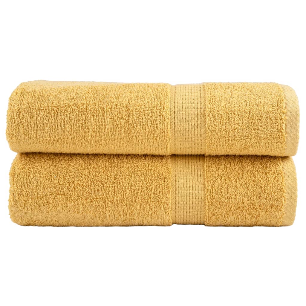 VidaXL serviettes de bain solund 2 pcs 600 g m² 100x150 cm couleur or
