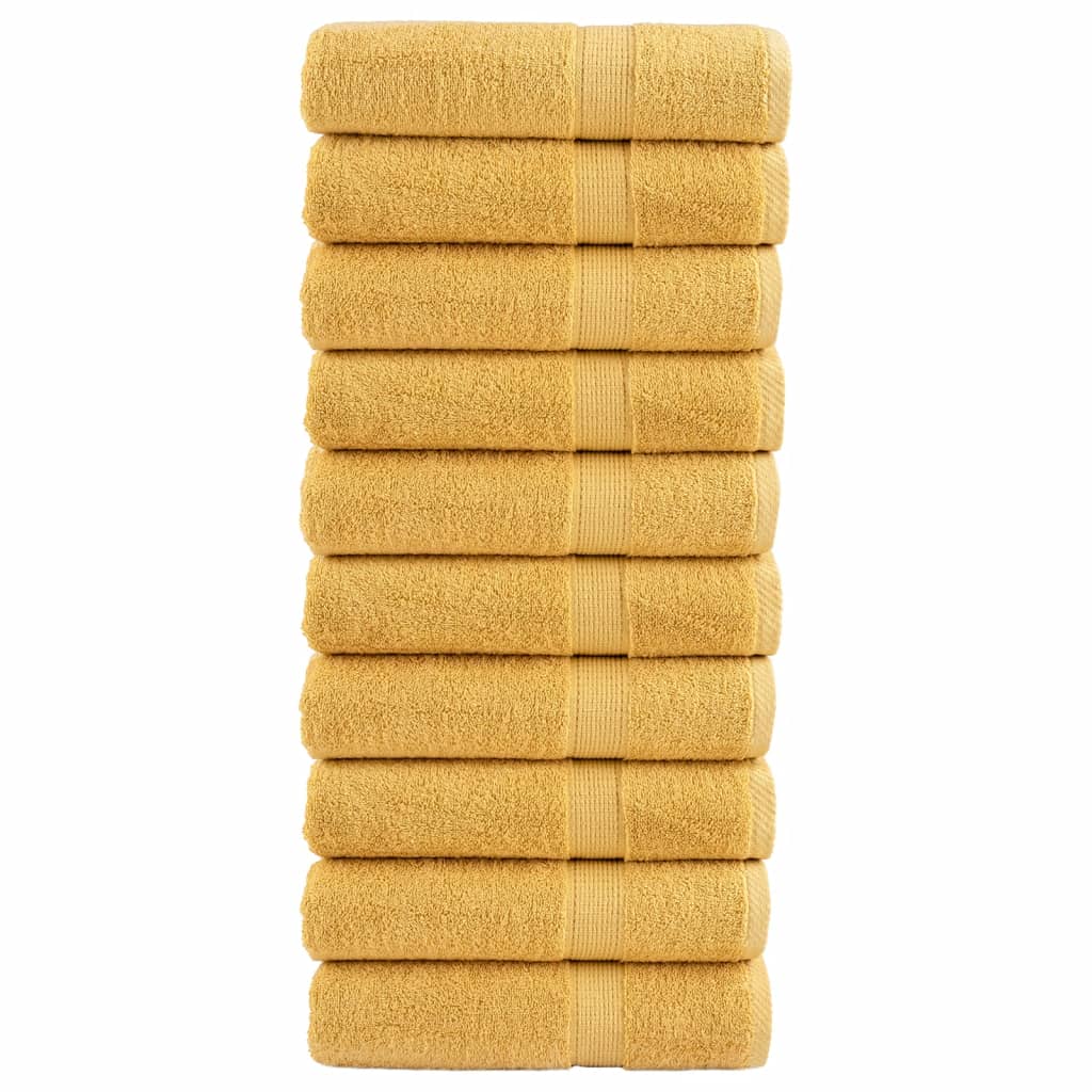 VidaXL Bath towels Solund 10 st 600 g m² 100x150 cm Gold colored