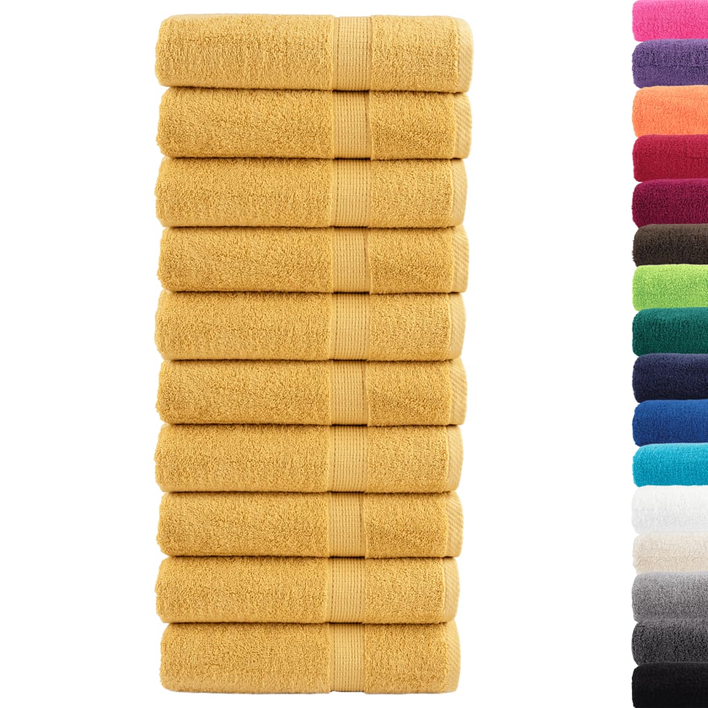 VidaXL Bath towels Solund 10 st 600 g m² 100x150 cm Gold colored