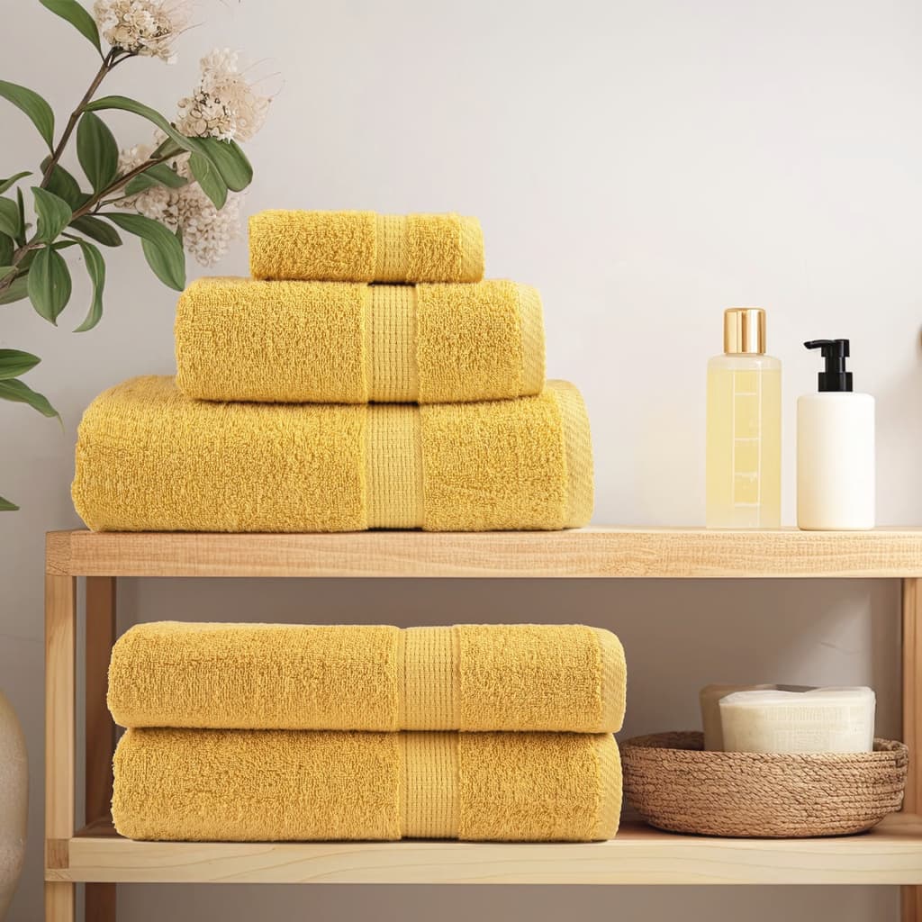 VidaXL Bath towels Solund 10 st 600 g m² 100x150 cm Gold colored