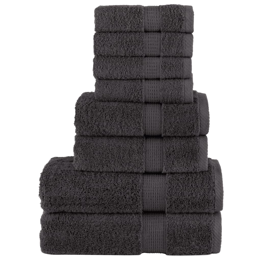 Vidaxl ensemble de serviettes 8 pièces solund 600 g m² anthracite