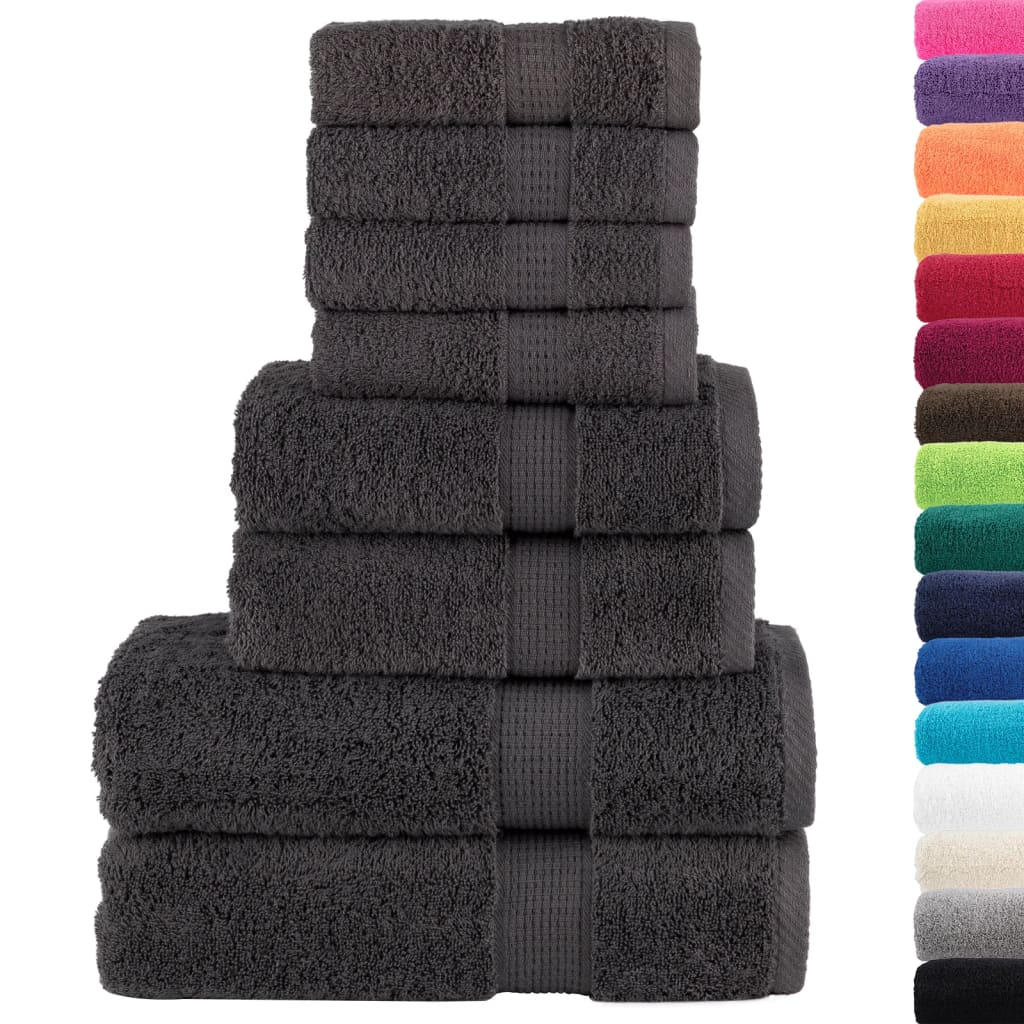 Vidaxl ensemble de serviettes 8 pièces solund 600 g m² anthracite