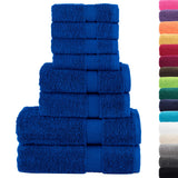Vidaxxl ensemble de serviettes 8 pièces solund 600 g m² bleu