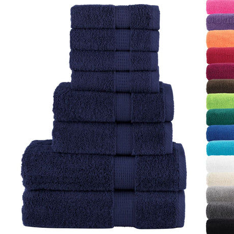 VidaXL ensemble de serviettes 8 pièces solund 600 g m² bleu marine