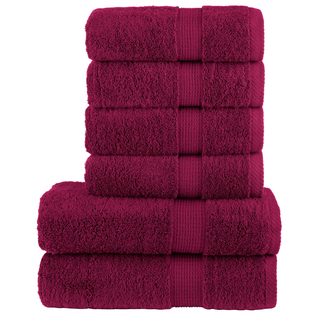 Vidaxl Set serviette de 6 pièces Solund 600 g m² Bordeaux rouge