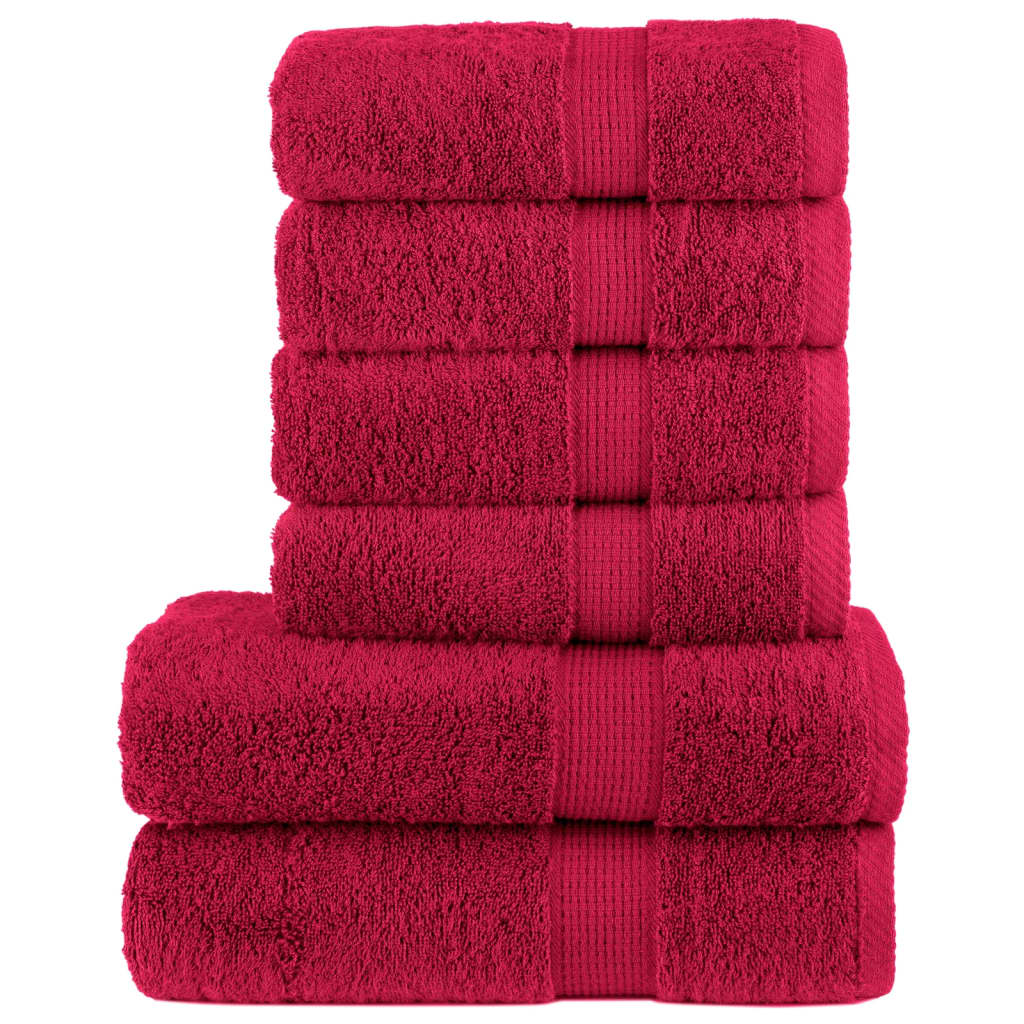 VidaXL ensemble de serviettes 6 pièces solund 600 g m² rouge