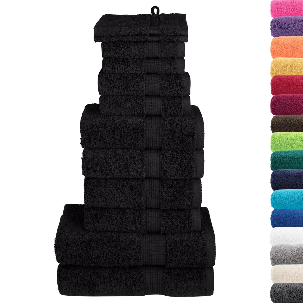 Vidaxl 12-piece towel set Solund 600 g m² Black