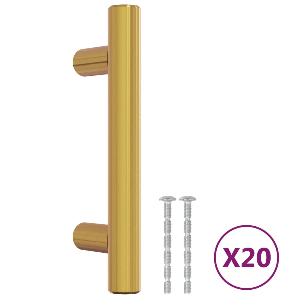 VidaXL Poignées 20 pcs 64 mm acier inoxydable doré