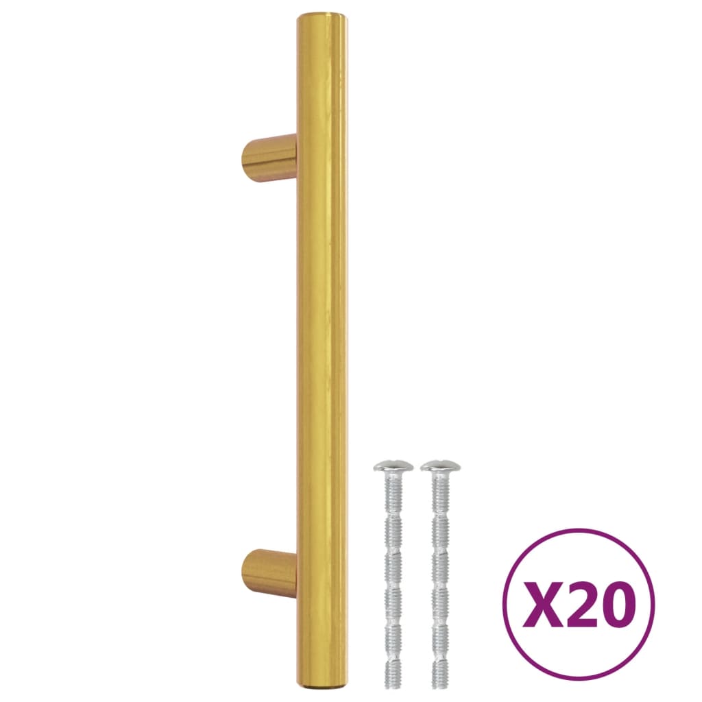 VidaXL Poignées 20 pcs 96 mm acier inoxydable doré