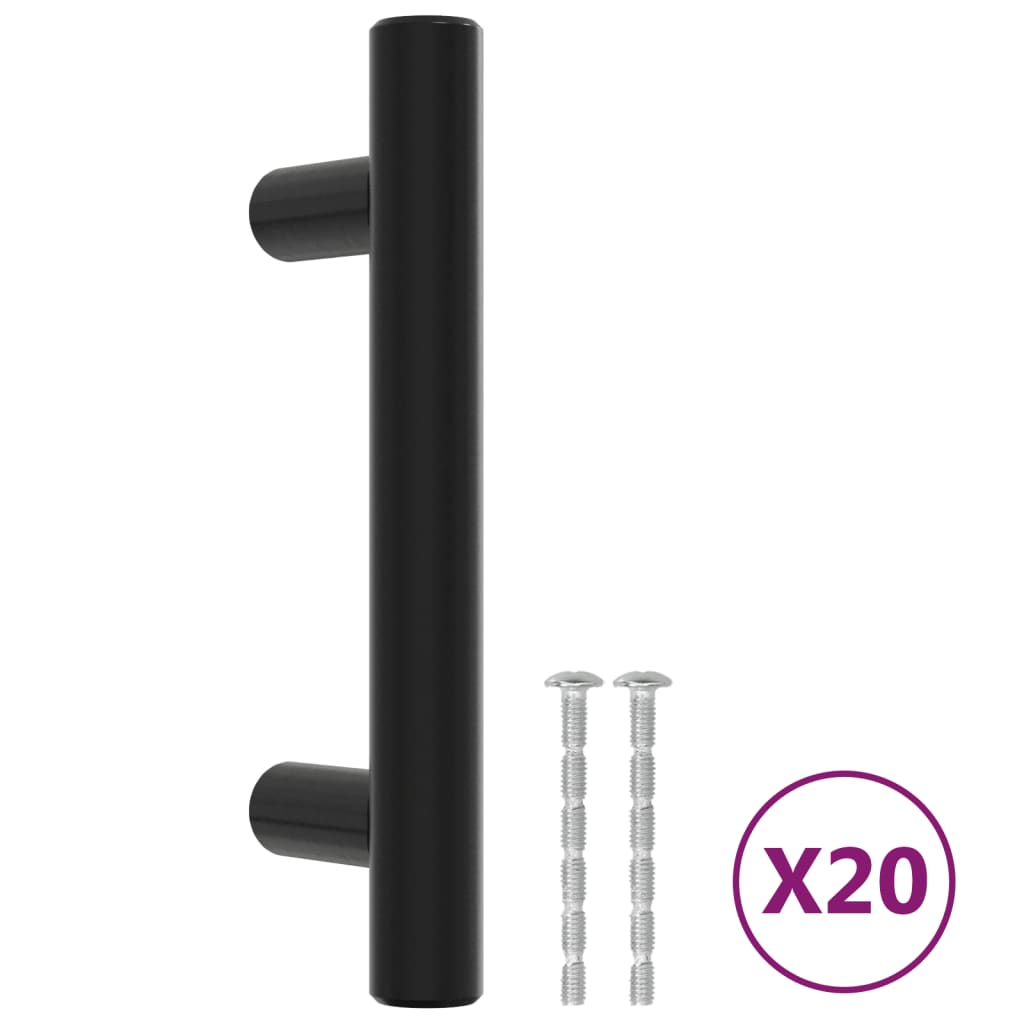 VidaXL Poignées 20 pcs 64 mm acier inoxydable noir