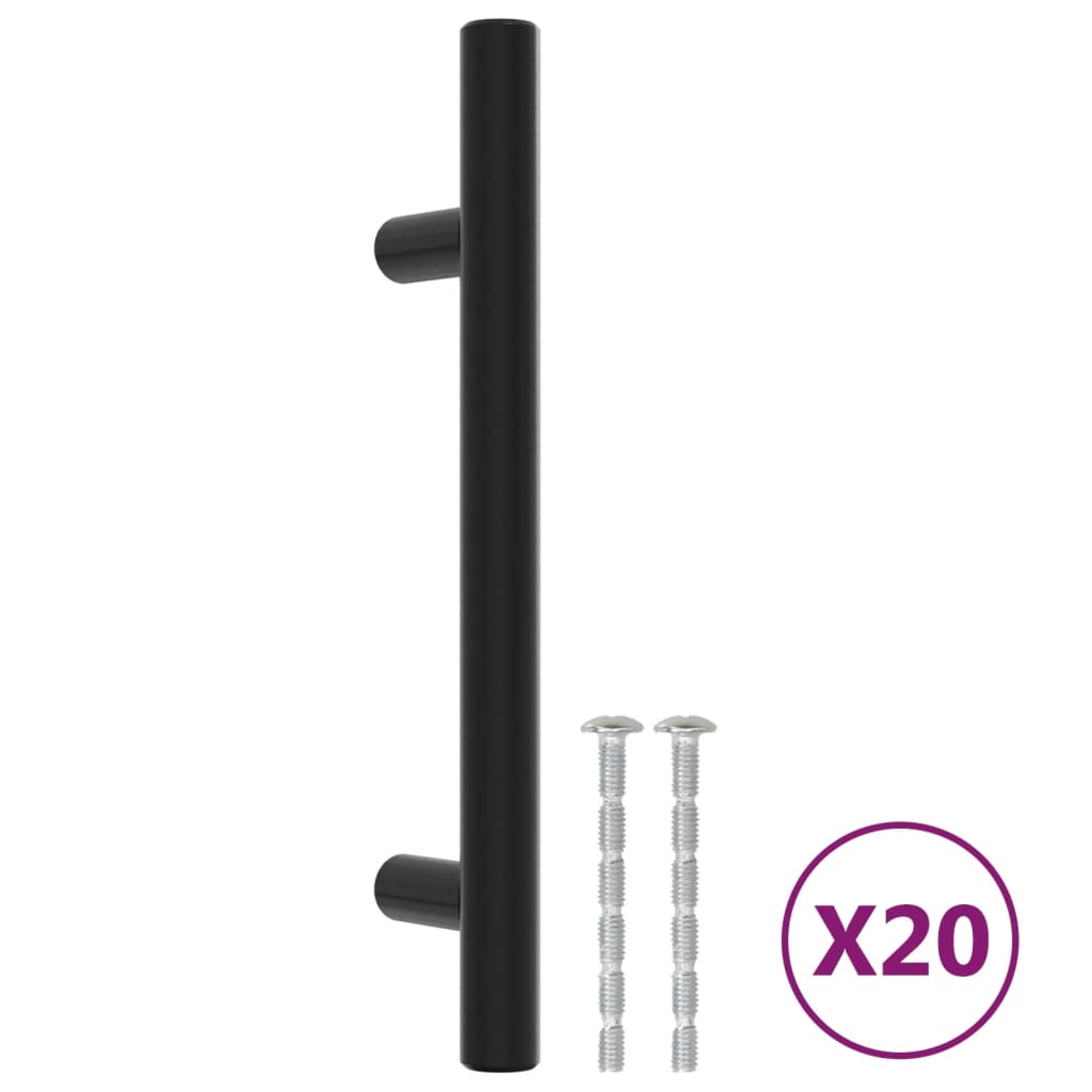 VidaXL Poignées 20 pcs 96 mm acier inoxydable noir
