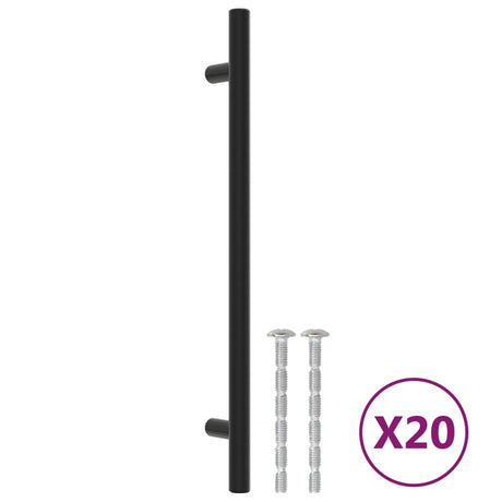 VidaXL Poignées 20 pcs 192 mm acier inoxydable noir