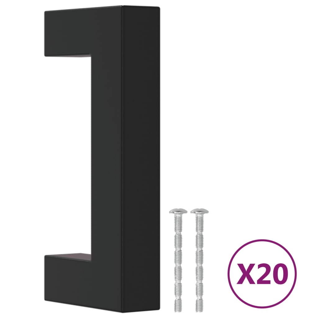 VidaXL Poignées 20 pcs 64 mm acier inoxydable noir