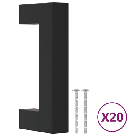 VidaXL Poignées 20 pcs 64 mm acier inoxydable noir