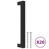 VidaXL Poignées 20 pcs 160 mm acier inoxydable noir