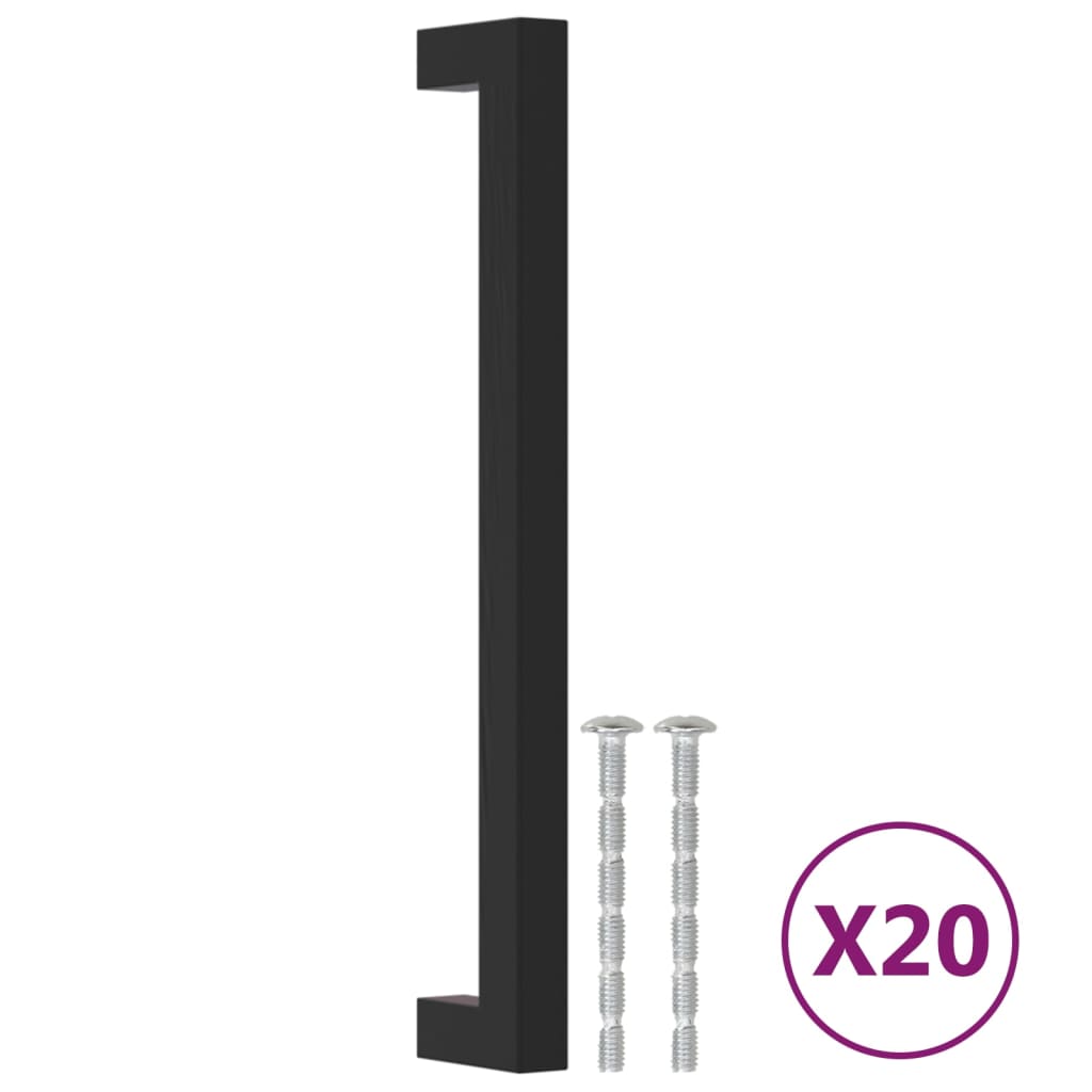 VidaXL Poignées 20 pcs 192 mm acier inoxydable noir