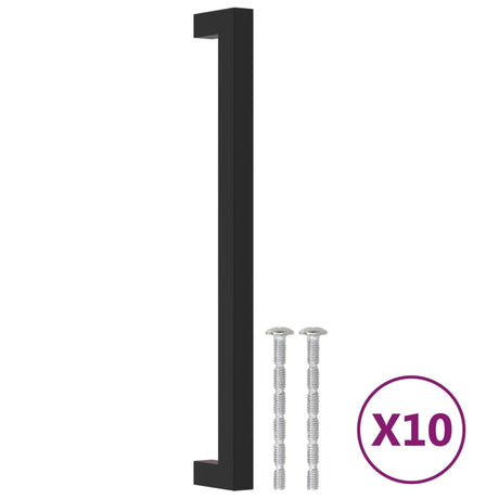 VidaXL Poignées 10 pcs 224 mm acier inoxydable noir