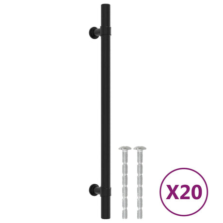 VidaXL Poignées 20 pcs 192 mm acier inoxydable noir