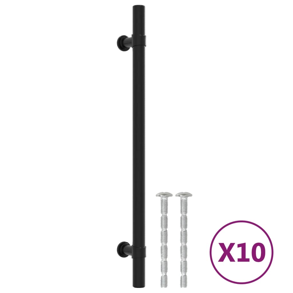 VidaXL Poignées 10 pcs 192 mm acier inoxydable noir